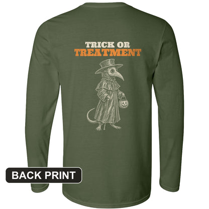 Trick Or Treatment Plague Rat Back Print Long Sleeve T-Shirt