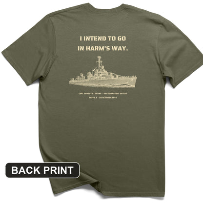 USS Johnston In Harm's Way Back Print T-Shirt