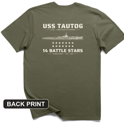 USS Tautog 14 Battle Stars Back Print T-Shirt