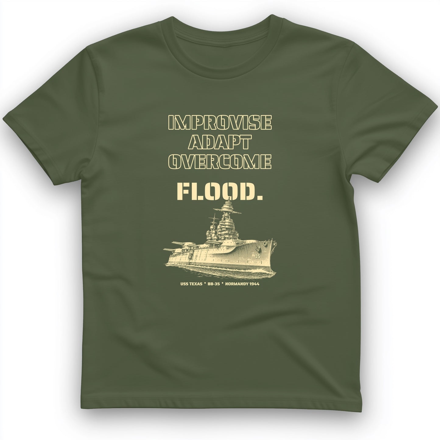USS Texas - Improvise Adapt Overcome Flood T-Shirt