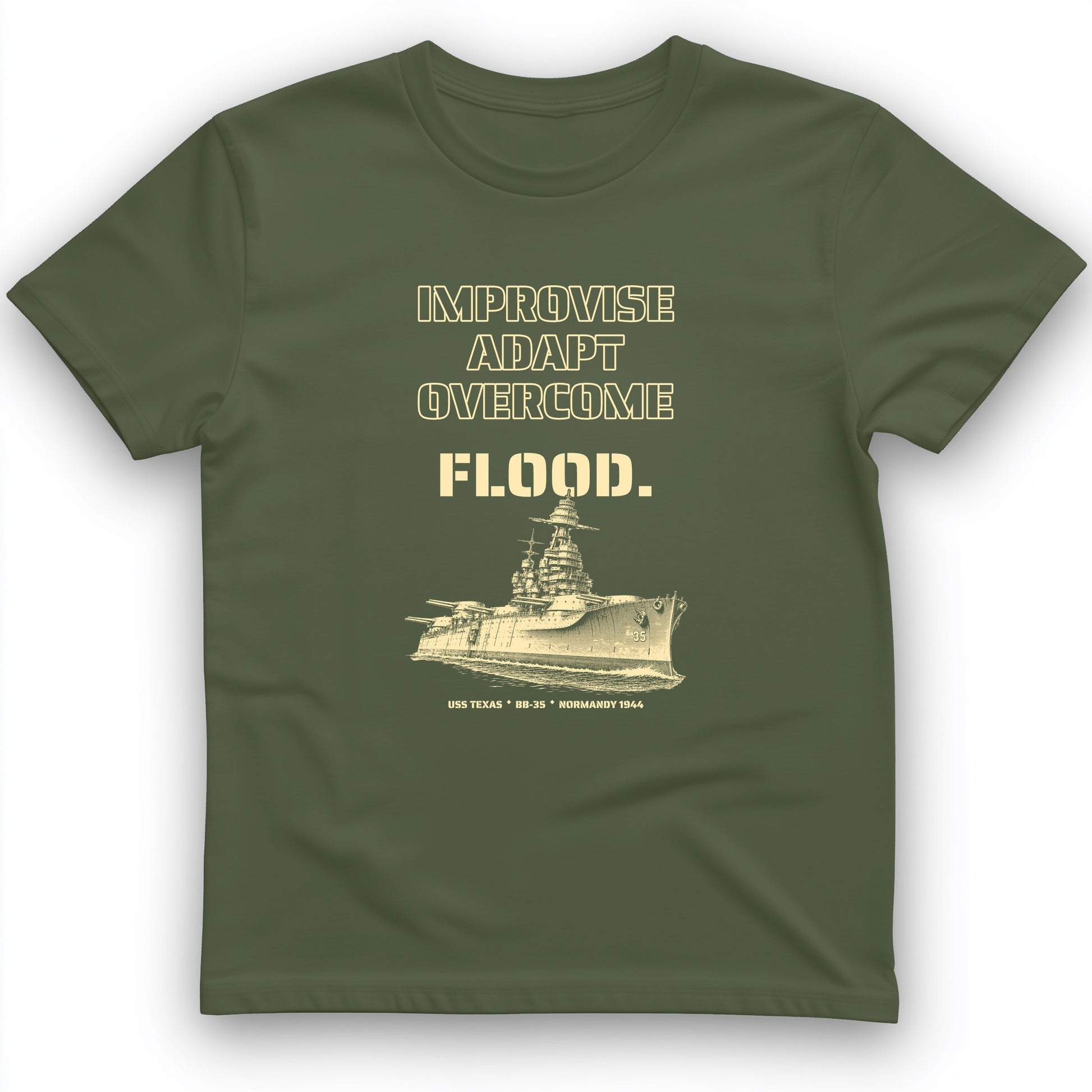 USS Texas - Improvise Adapt Overcome Flood T-Shirt