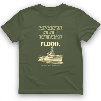 USS Texas - Improvise Adapt Overcome Flood T-Shirt