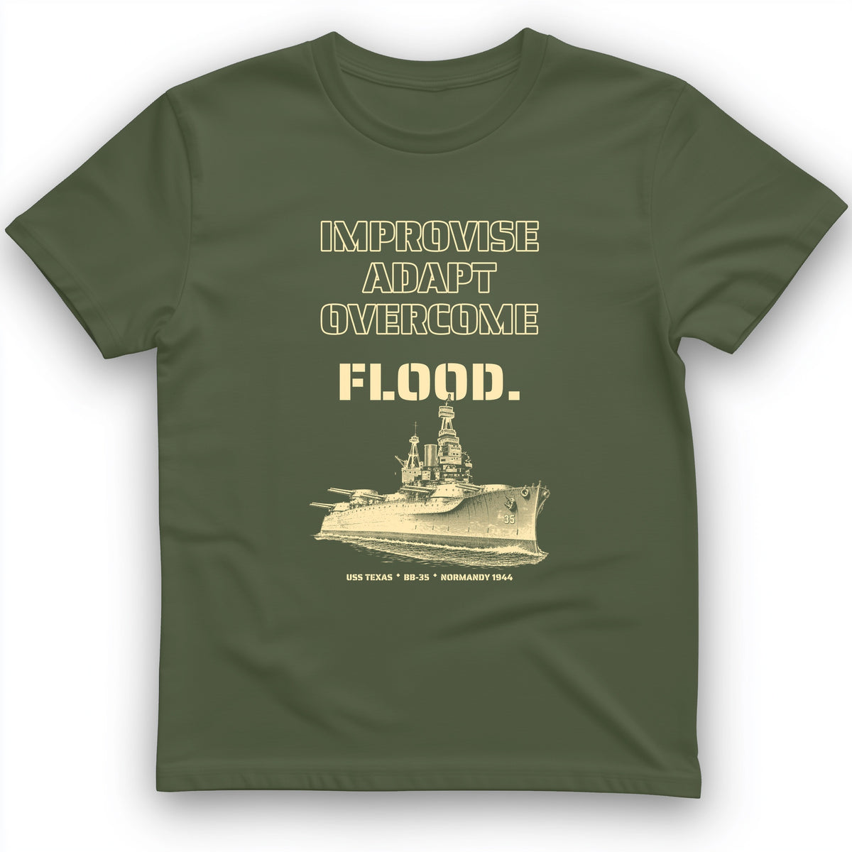 USS Texas - Improvise Adapt Overcome Flood T-Shirt