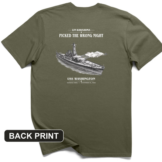 USS Washington at Guadalcanal Back Print T-Shirt