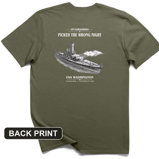 USS Washington at Guadalcanal Back Print T-Shirt