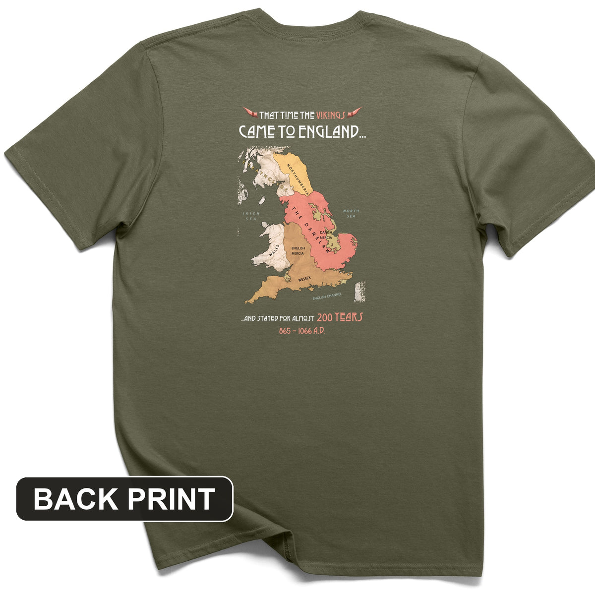 Vikings In England Back Print T-Shirt