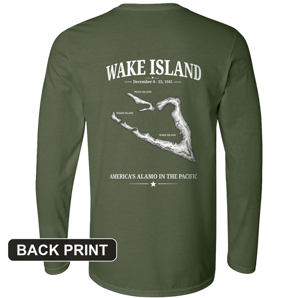 Wake Island - Alamo Back Print Long Sleeve T-Shirt
