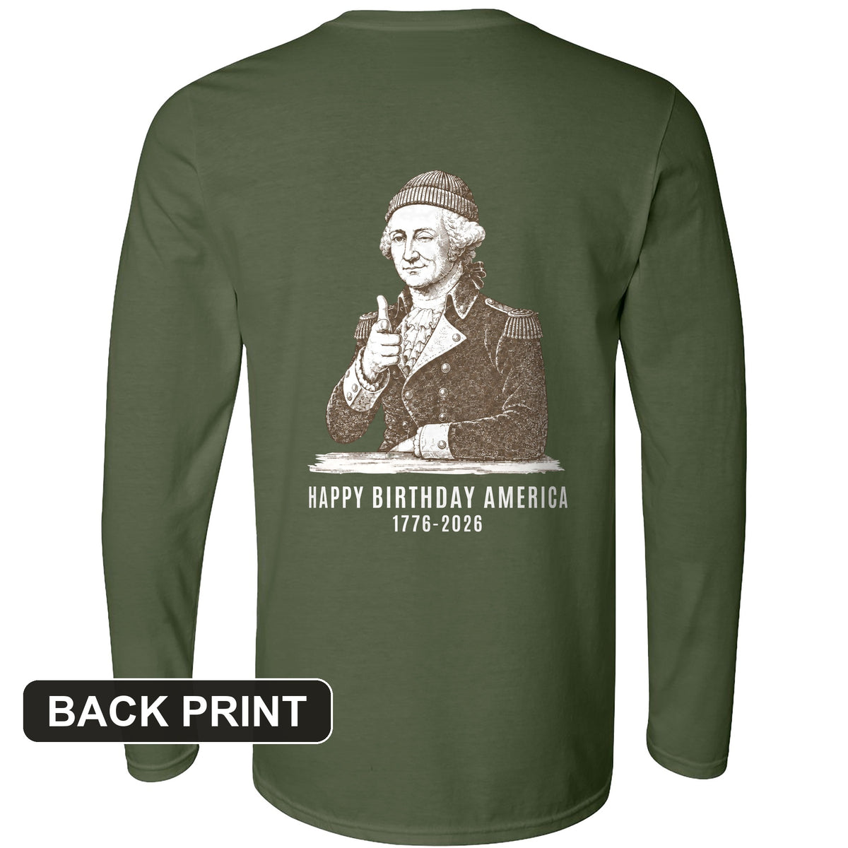 Washington Beanie Back Print Long Sleeve T-Shirt