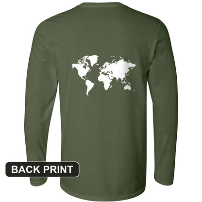 World Map Back Print Long Sleeve T-Shirt