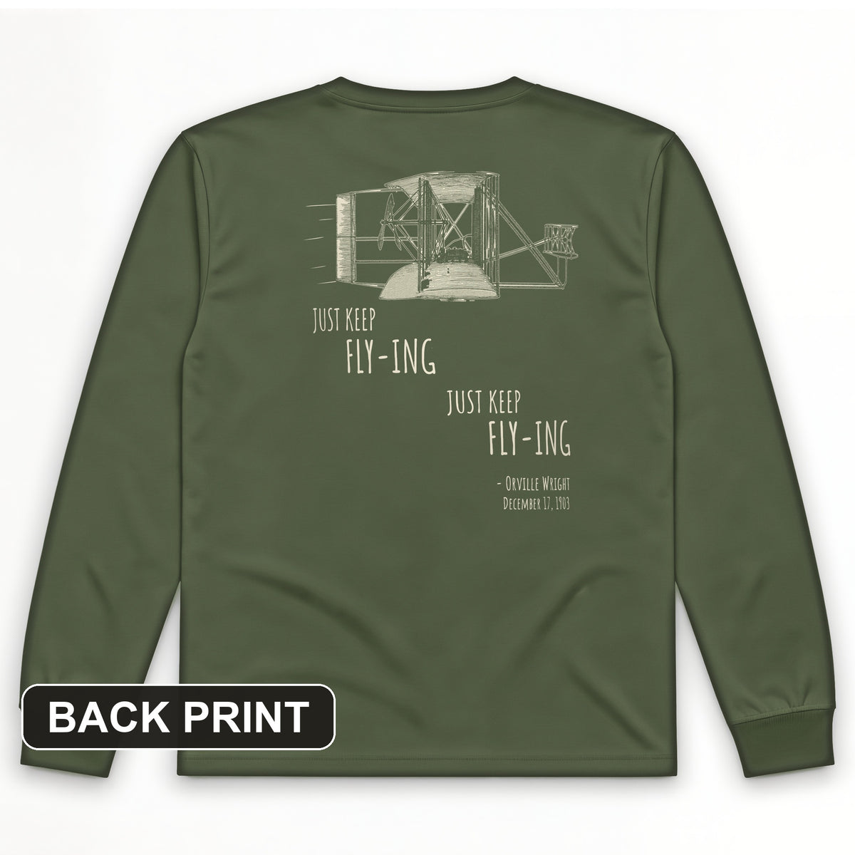Wright Brothers Back Print Long Sleeve T-Shirt