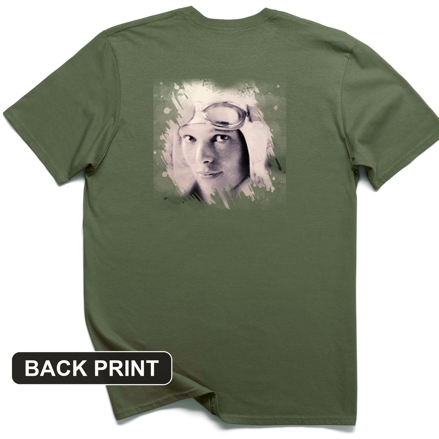Amelia Earhart in Color Back Print T-Shirt