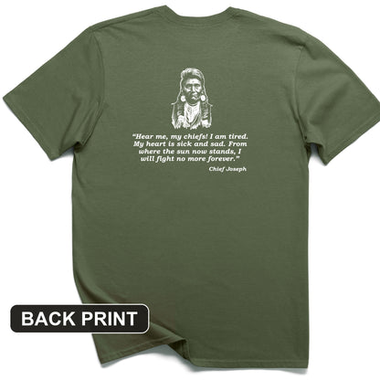 Chief Joseph Fight No More Back Print T-Shirt