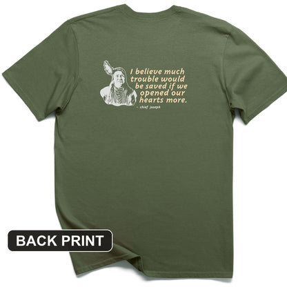 Chief Joseph Open Hearts Back Print T-Shirt