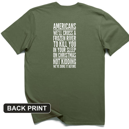 Cross A River On Xmas Back Print T-Shirt
