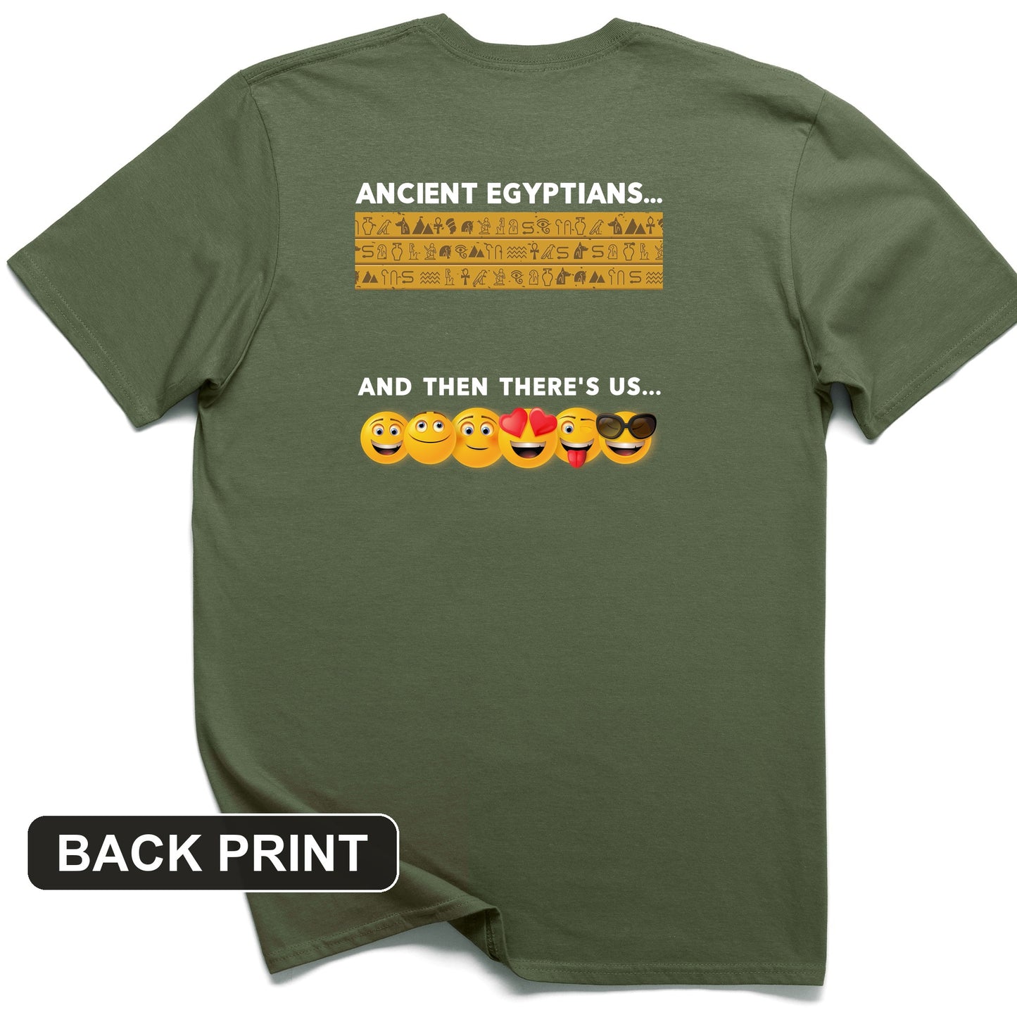 Egyptian Emoticons Back Print T-Shirt