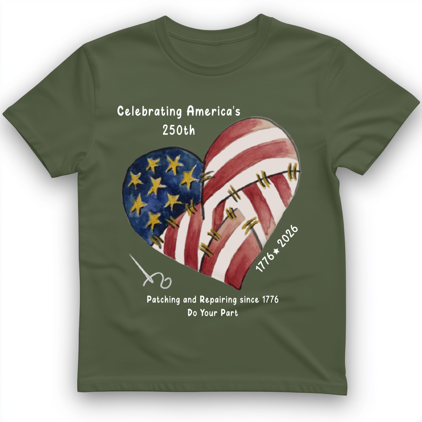 250th Heart T-Shirt Military Green / S