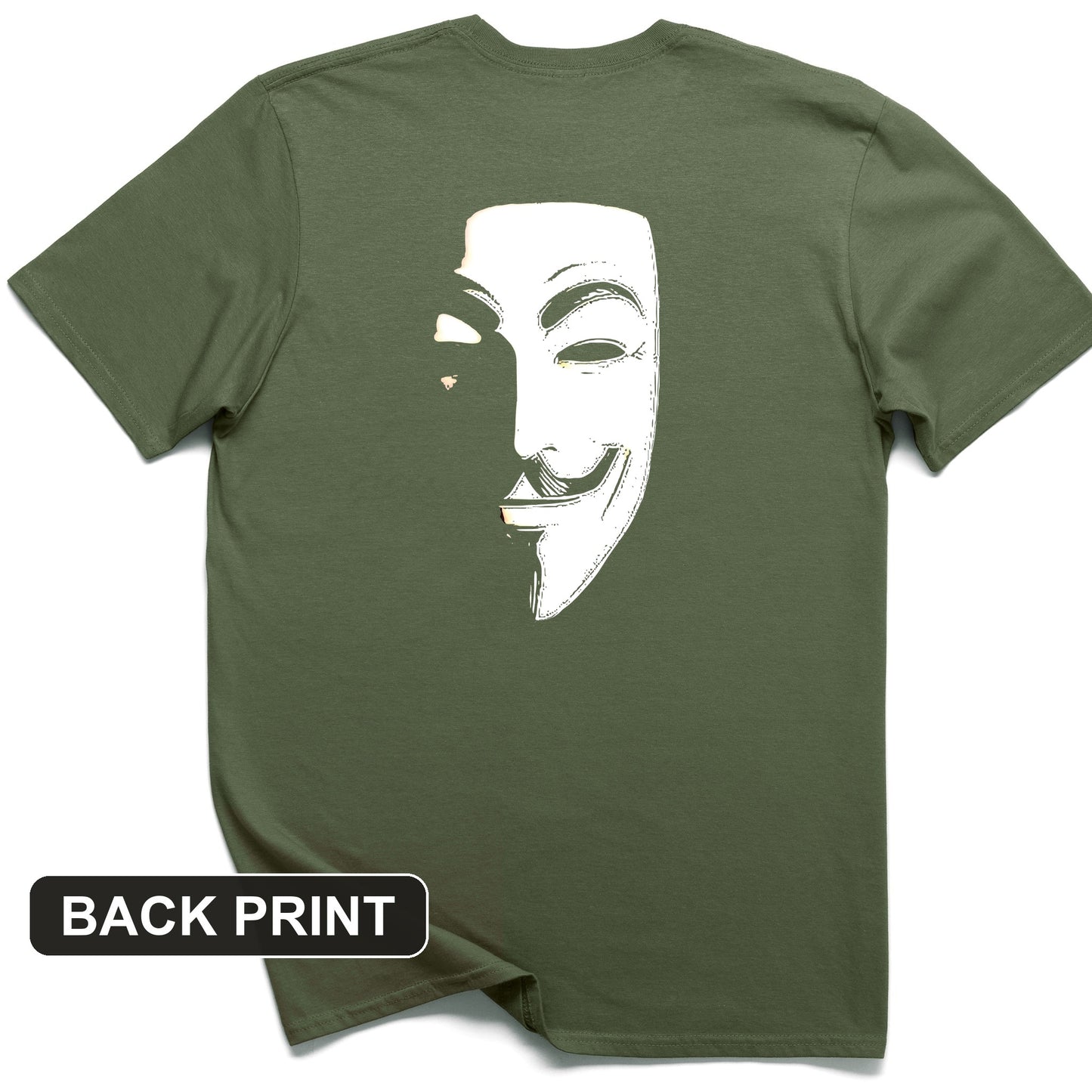 Guy Fawkes Mask Back Print T-Shirt