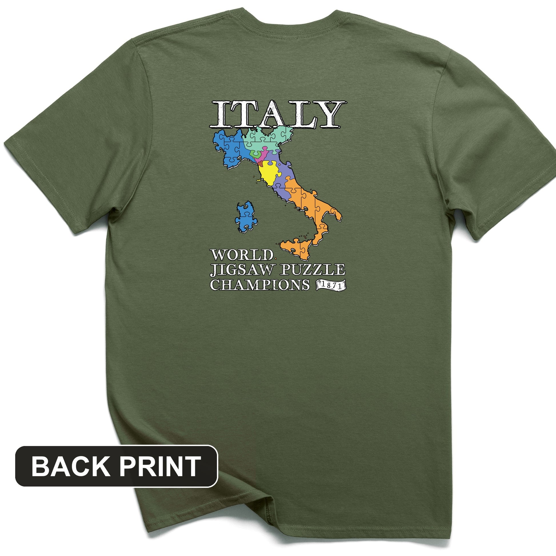 Italy Jigsaw Puzzle Back Print T-Shirt