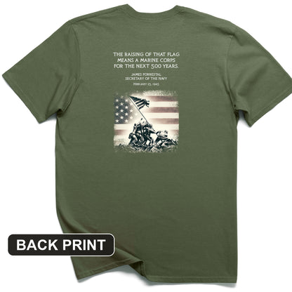 Iwo Jima Flag Back Print T-Shirt