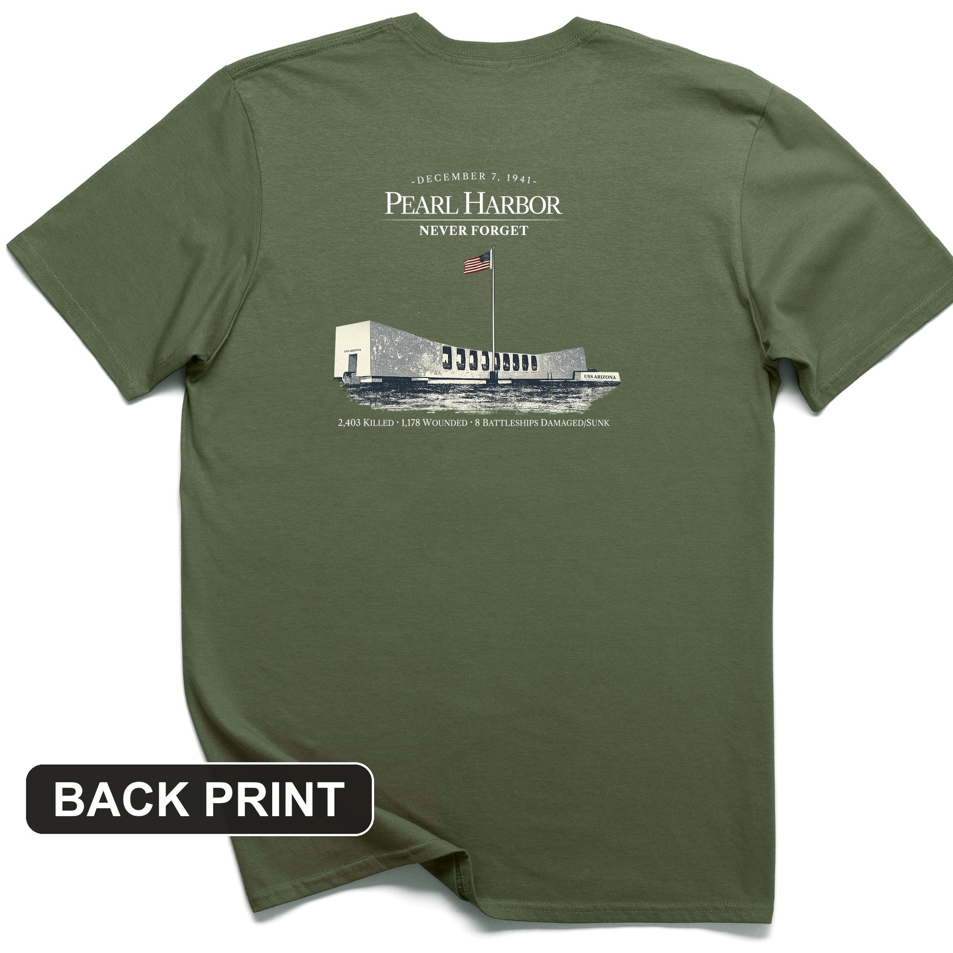 Pearl Harbor - Never Forget Back Print T-Shirt