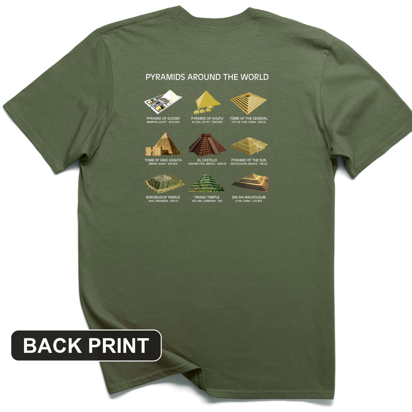 Pyramids of The World Back Print T-Shirt