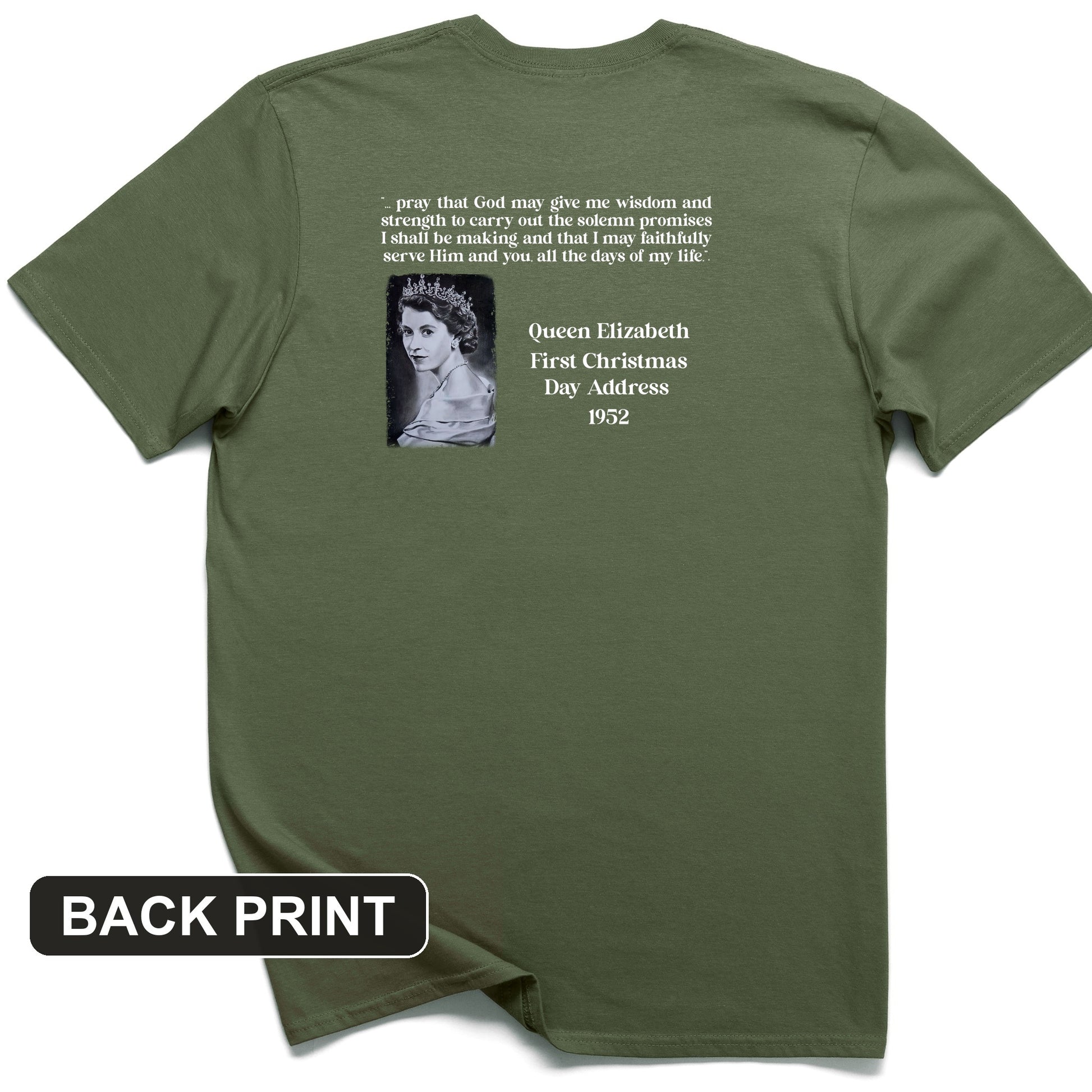 Queen Elizabeth II Xmas Address Back Print T-Shirt