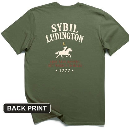 Sybil Ludington Back Print T-Shirt