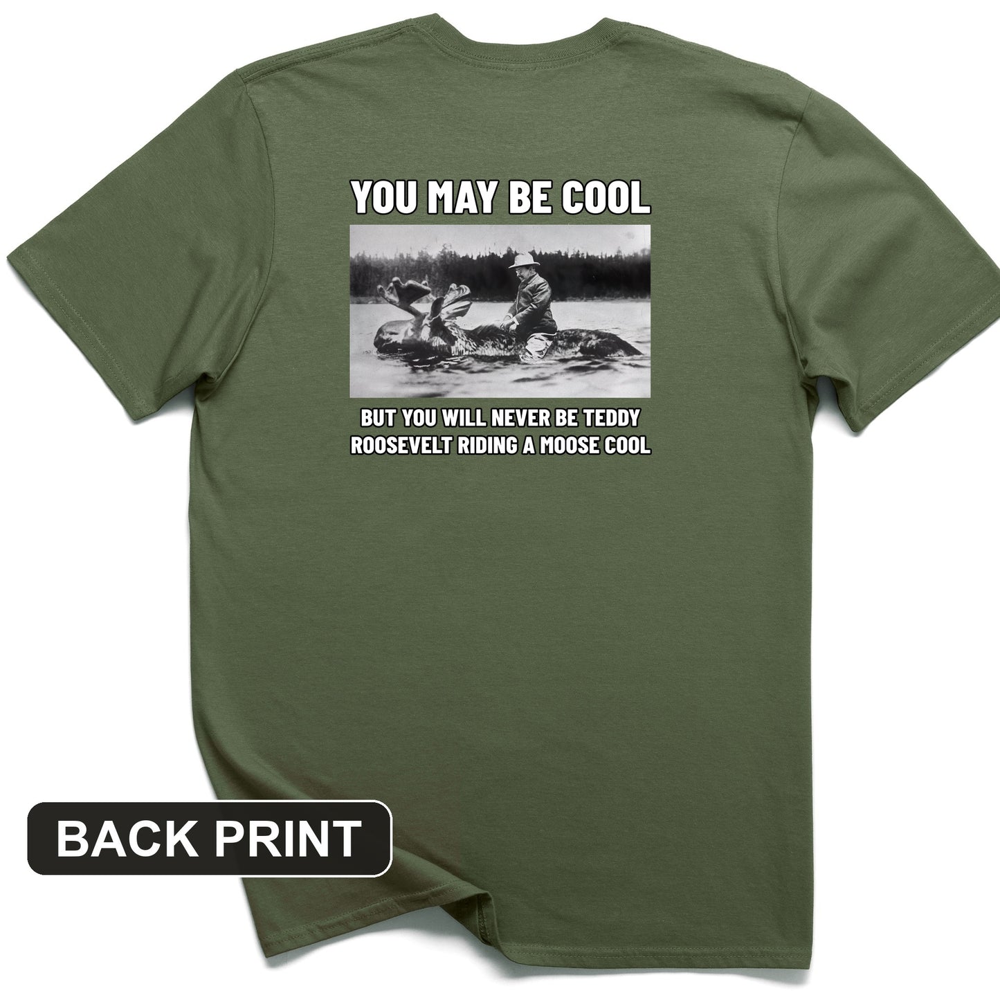 Teddy Riding Moose Back Print T-Shirt