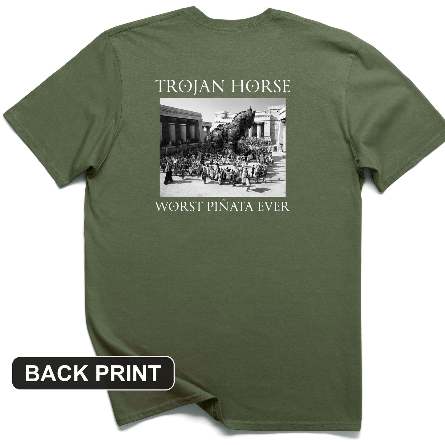 Trojan Horse Pinata Back Print T-Shirt