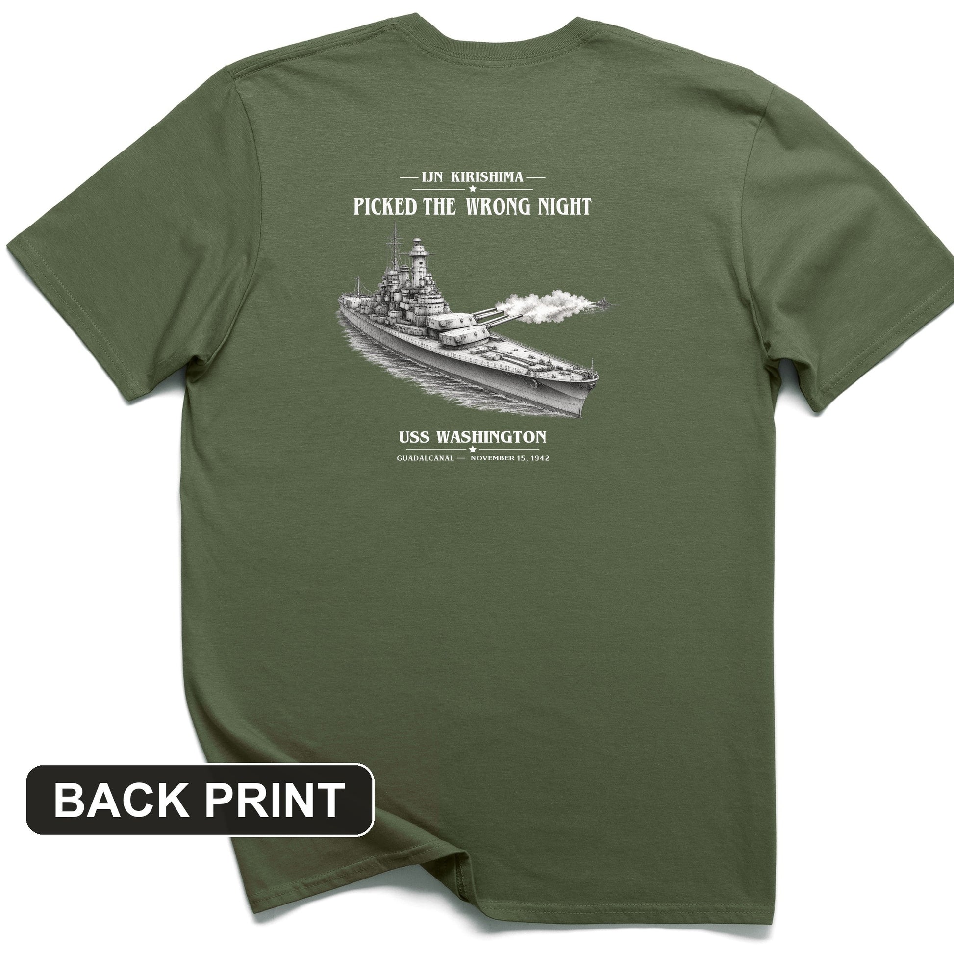 USS Washington at Guadalcanal Back Print T-Shirt