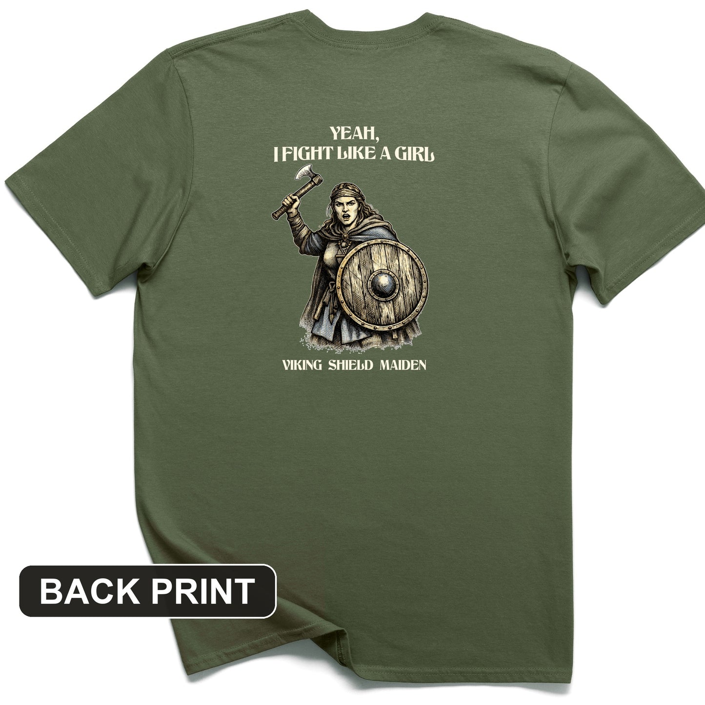 Viking Shield Maiden Back Print T-Shirt