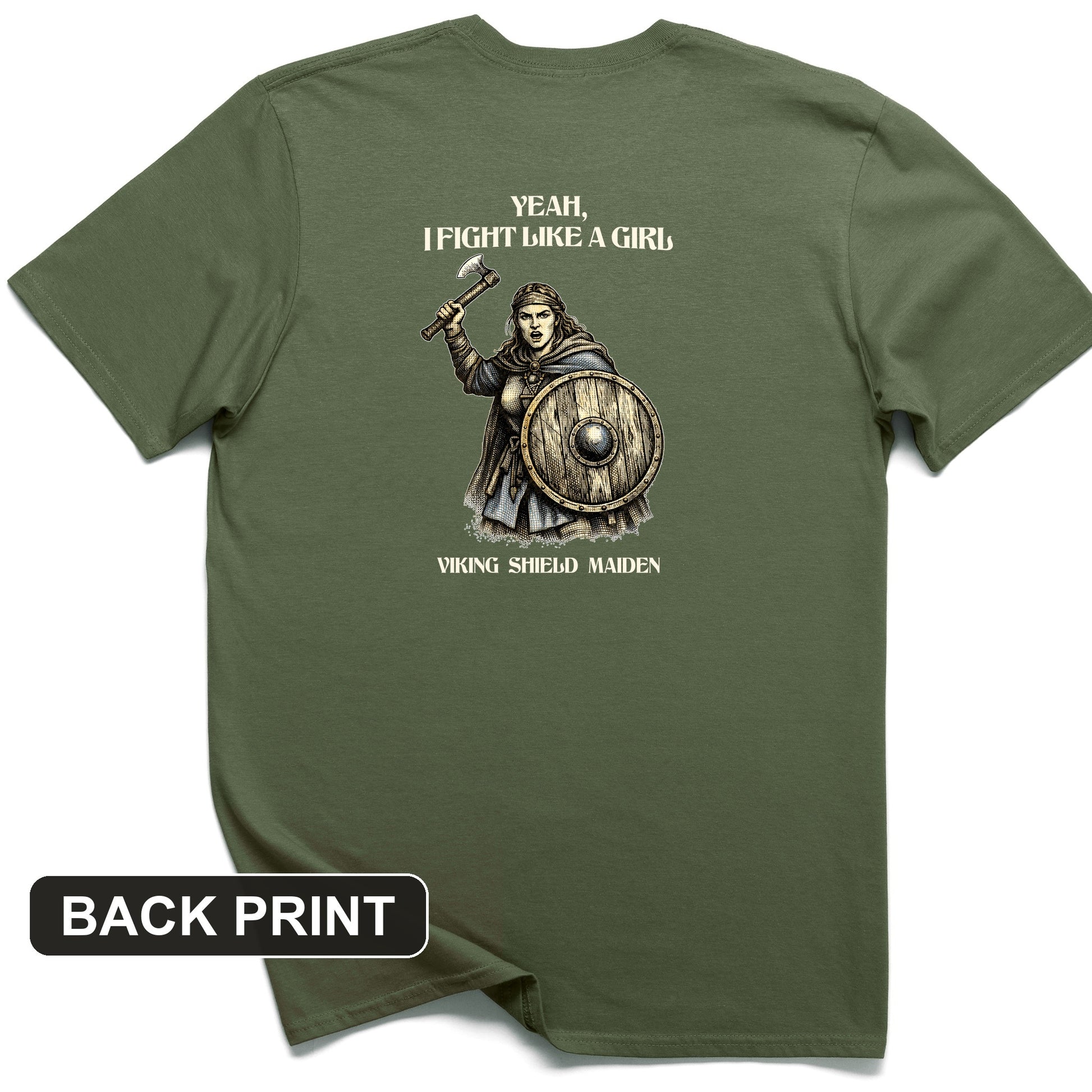 Viking Shield Maiden Back Print T-Shirt
