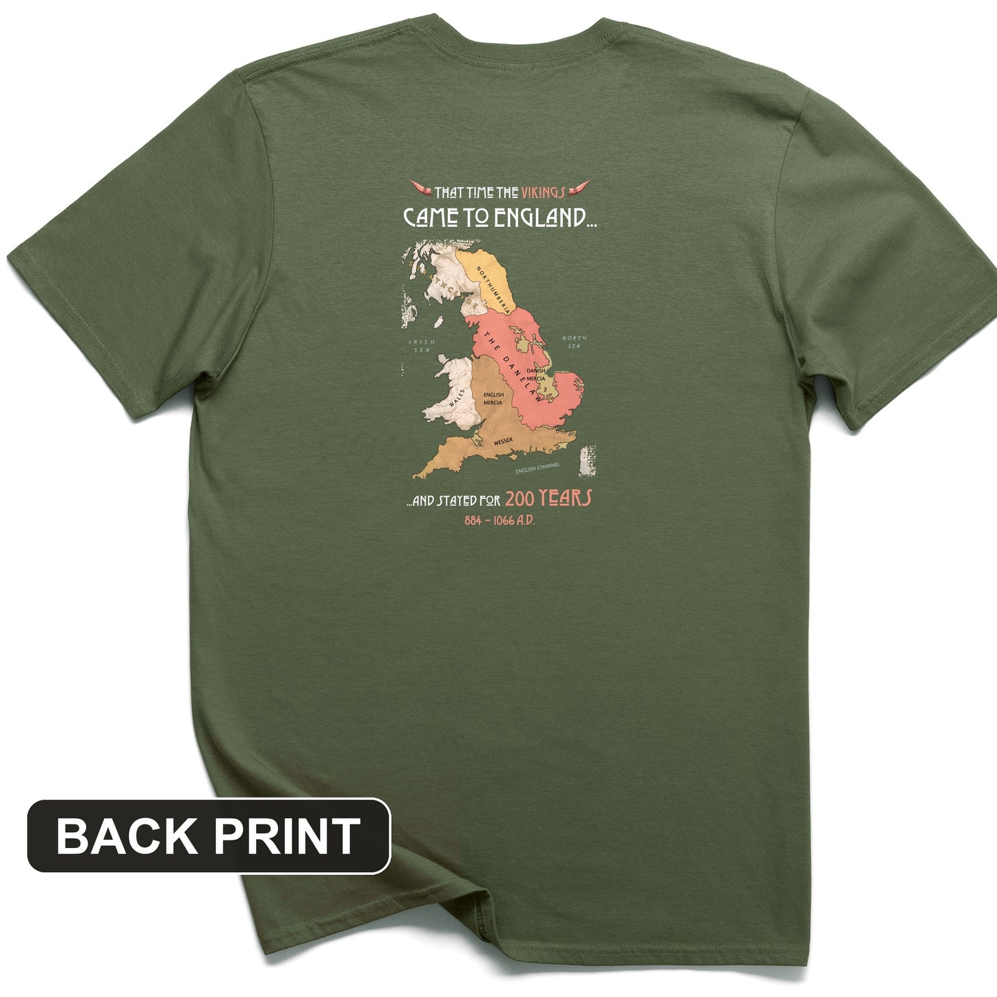 Vikings In England Back Print T-Shirt