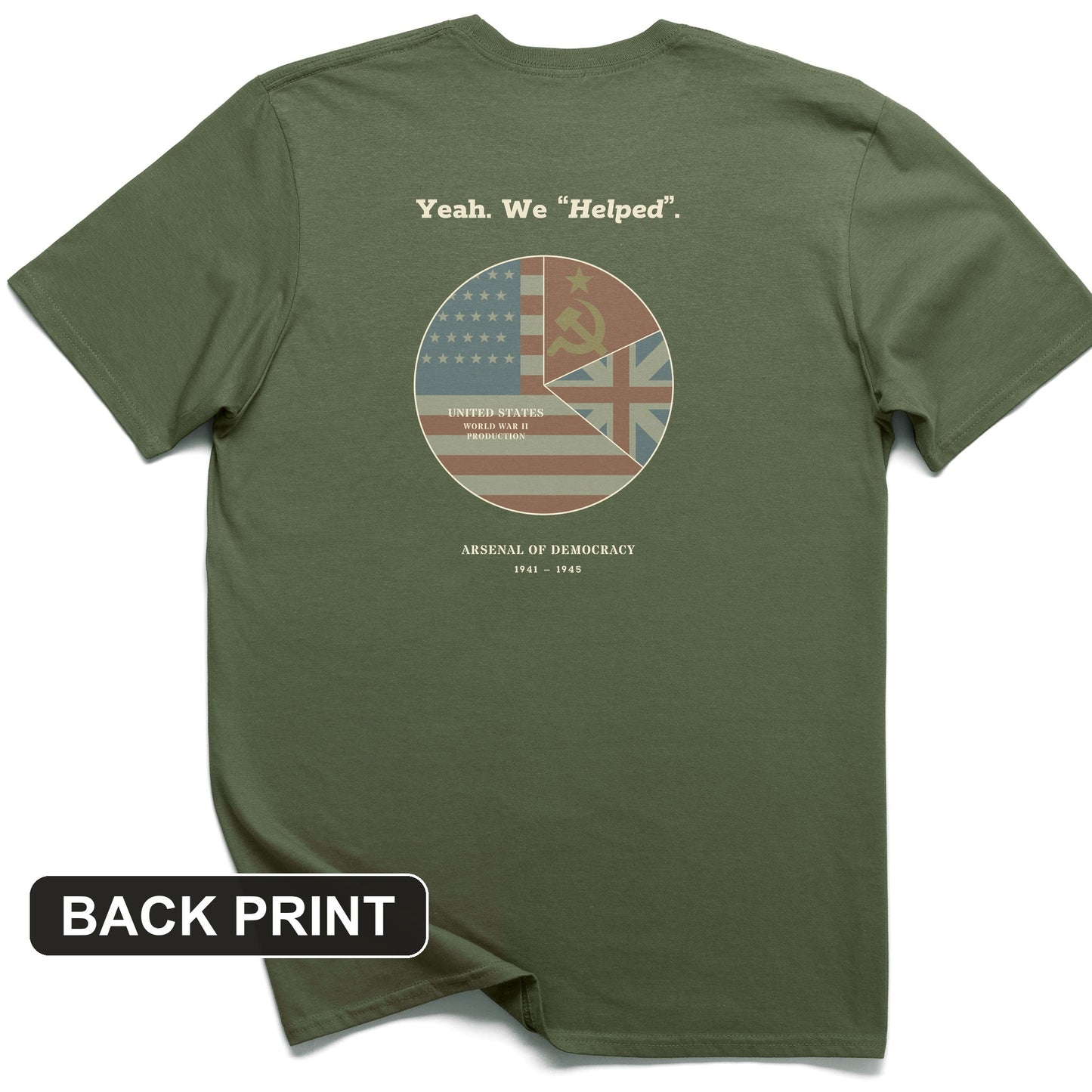 Yeah We Helped Arsenal of Democracy Back Print T-Shirt