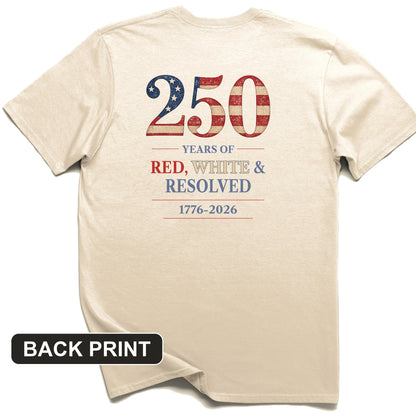 250 Red White and Resolved Back Print T-Shirt