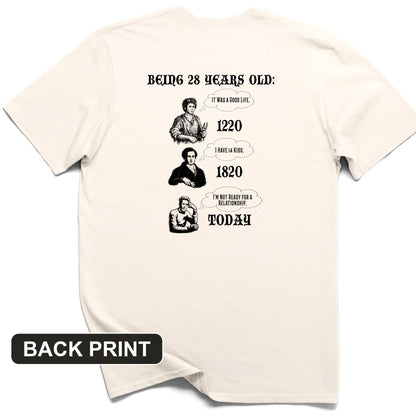 Being 28 Today Back Print T-Shirt