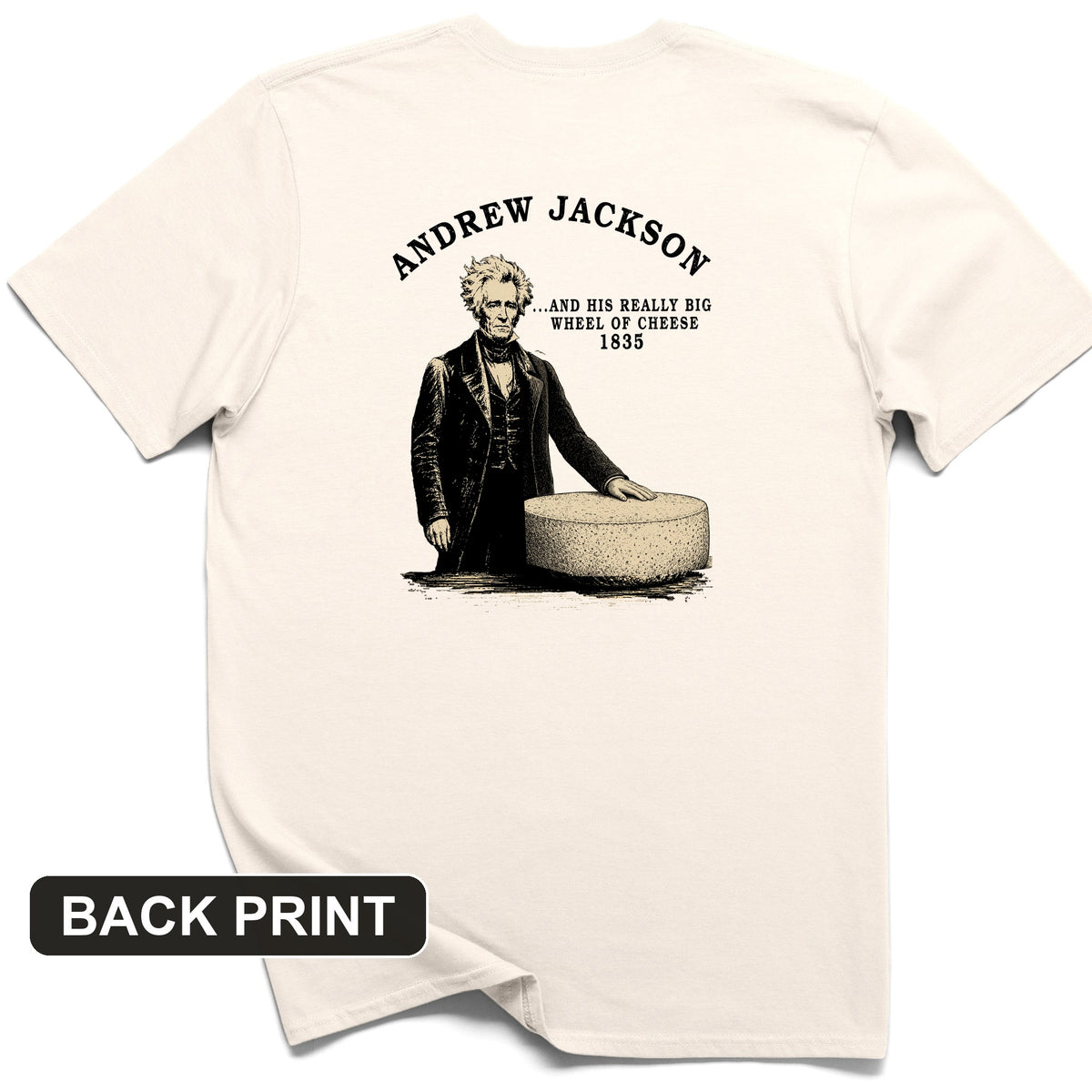 Cheese Wheel Back Print T-Shirt