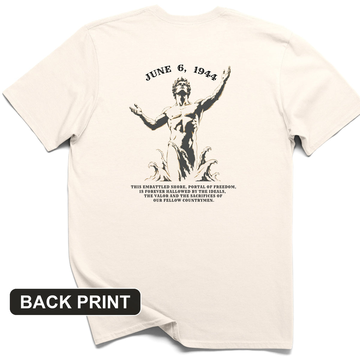 Dday Statue Back Print T-Shirt