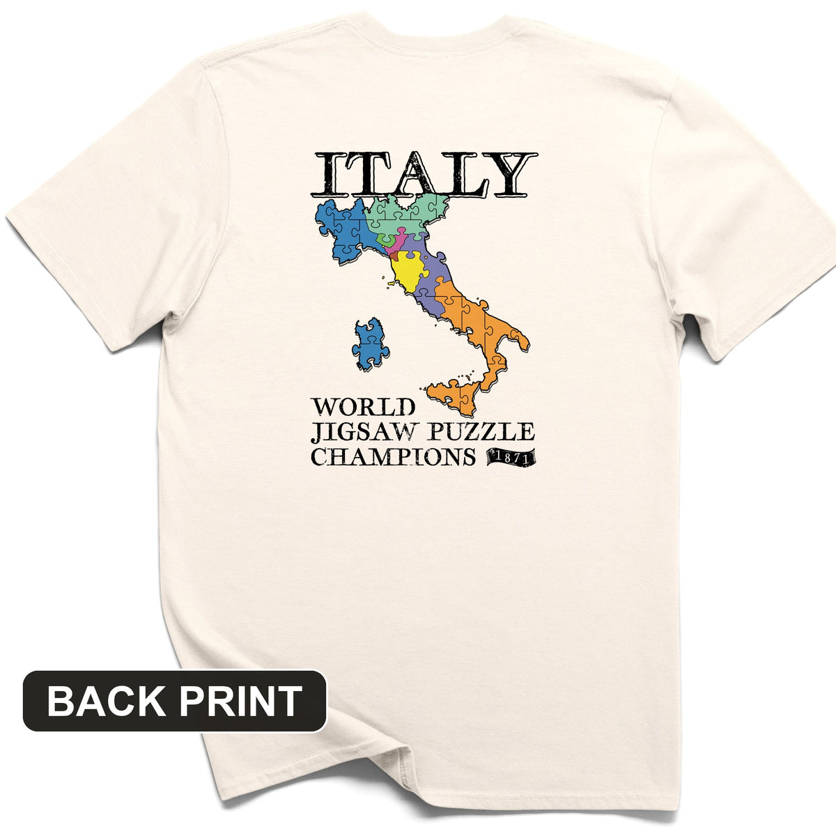 Italy Jigsaw Puzzle Back Print T-Shirt