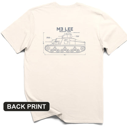 M3 Lee Blueprint Back Print T-Shirt