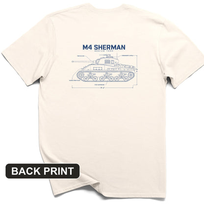 M4 Sherman Blueprint Back Print T-Shirt