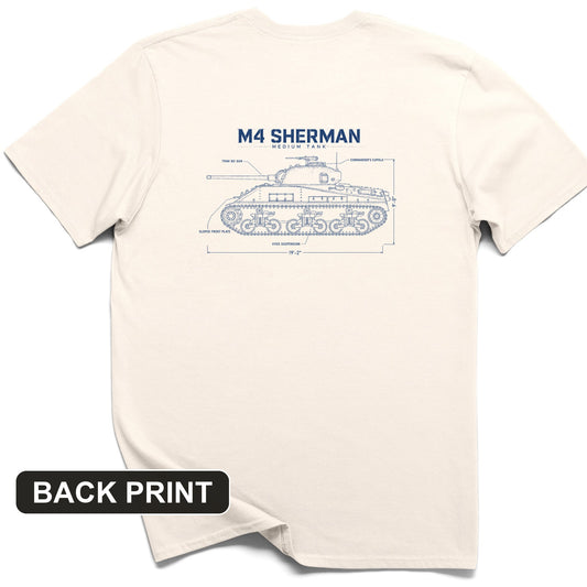 M4 Sherman Blueprint Back Print T-Shirt