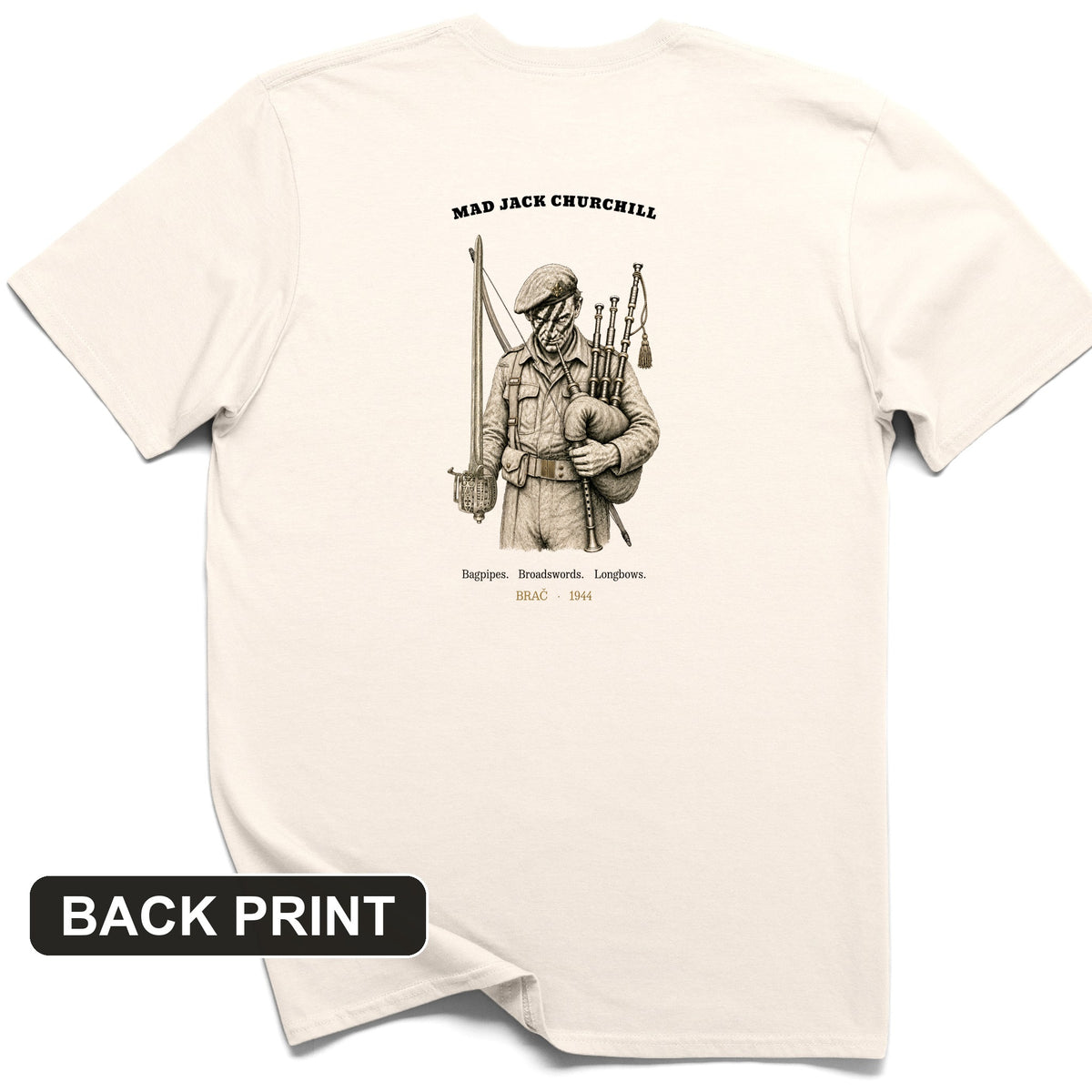 Mad Jack Churchill Back Print T-Shirt