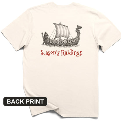 Seasons Raidings Viking Christmas Back Print T-Shirt
