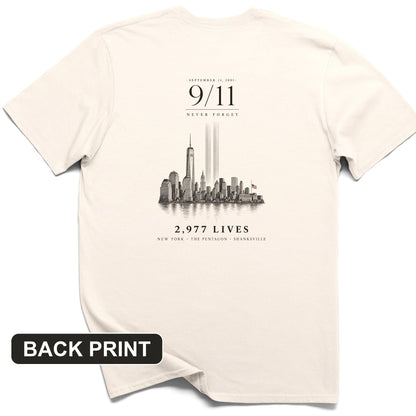 September 11 Never Forget Back Print T-Shirt