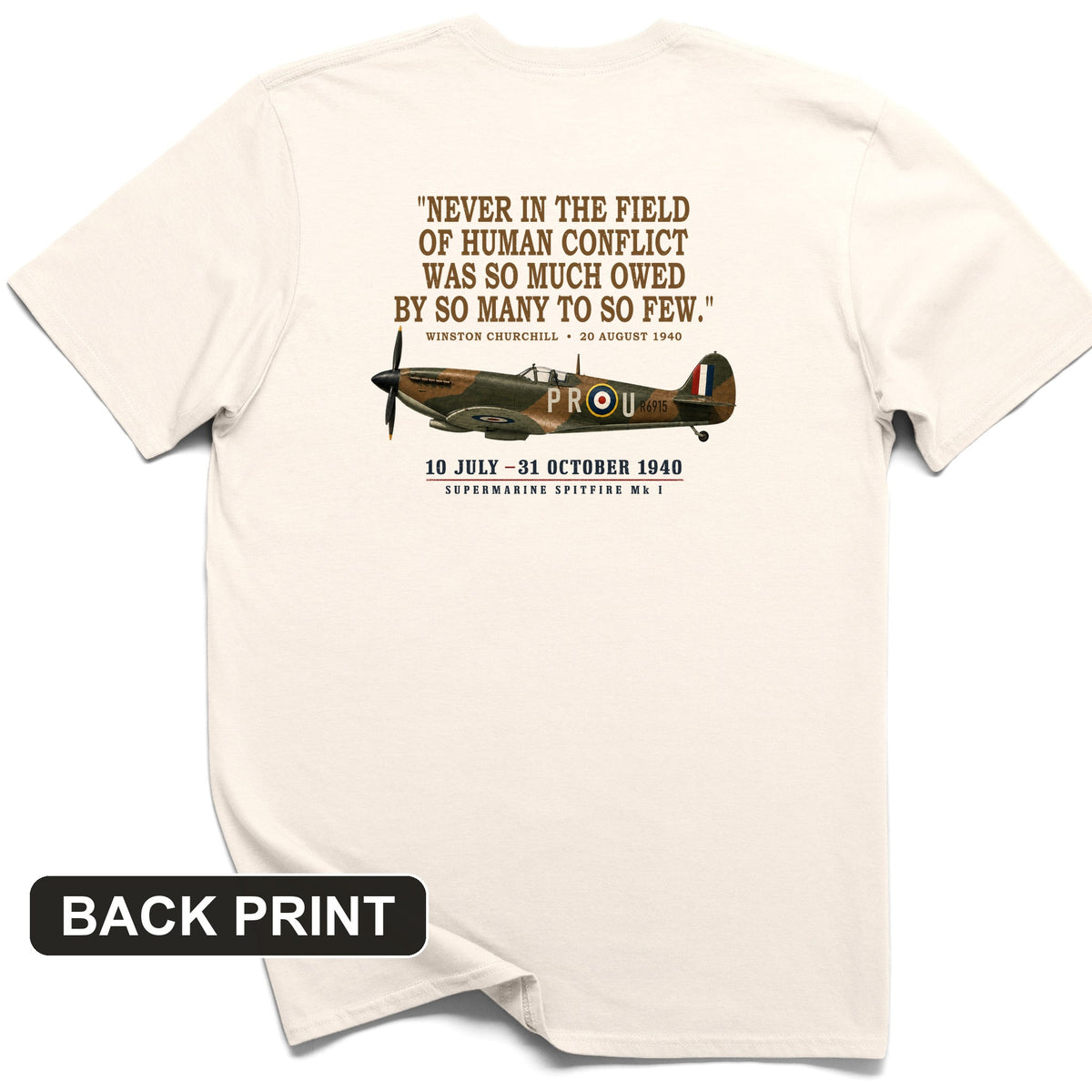 Spitfire So Few Quote Back Print T-Shirt