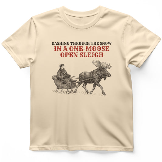Teddy Roosevelt One Moose Open Sleigh T-Shirt