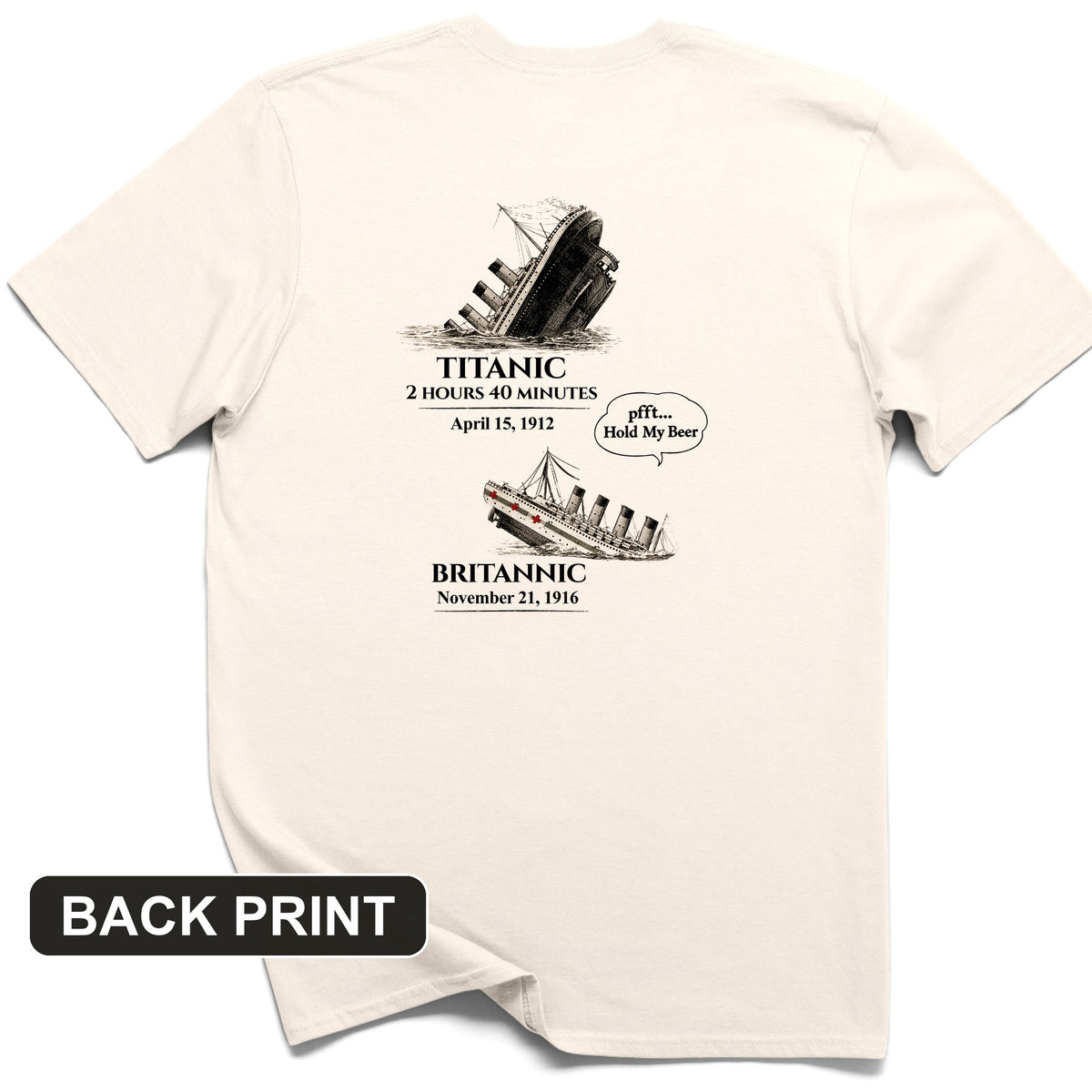 Titanic and Britannic Back Print T-Shirt