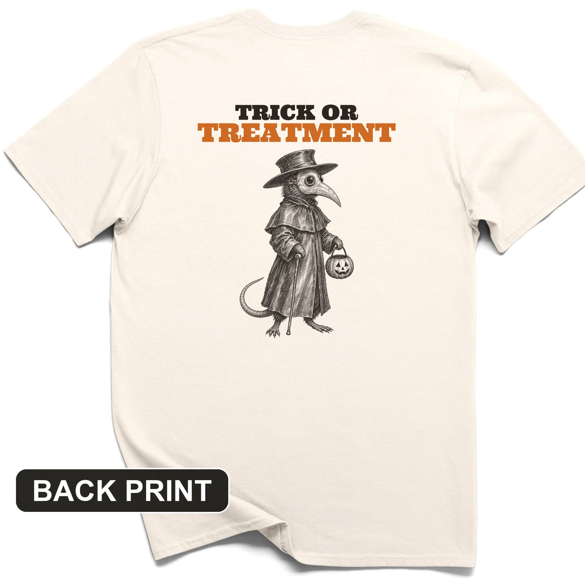 Trick Or Treatment Plague Rat Back Print T-Shirt