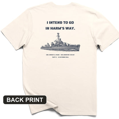 USS Johnston In Harm's Way Back Print T-Shirt